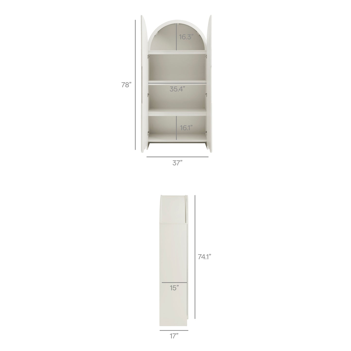 Dahlia 78 Inch Fluted and Scalloped Arched Storage Cabinet by Modway