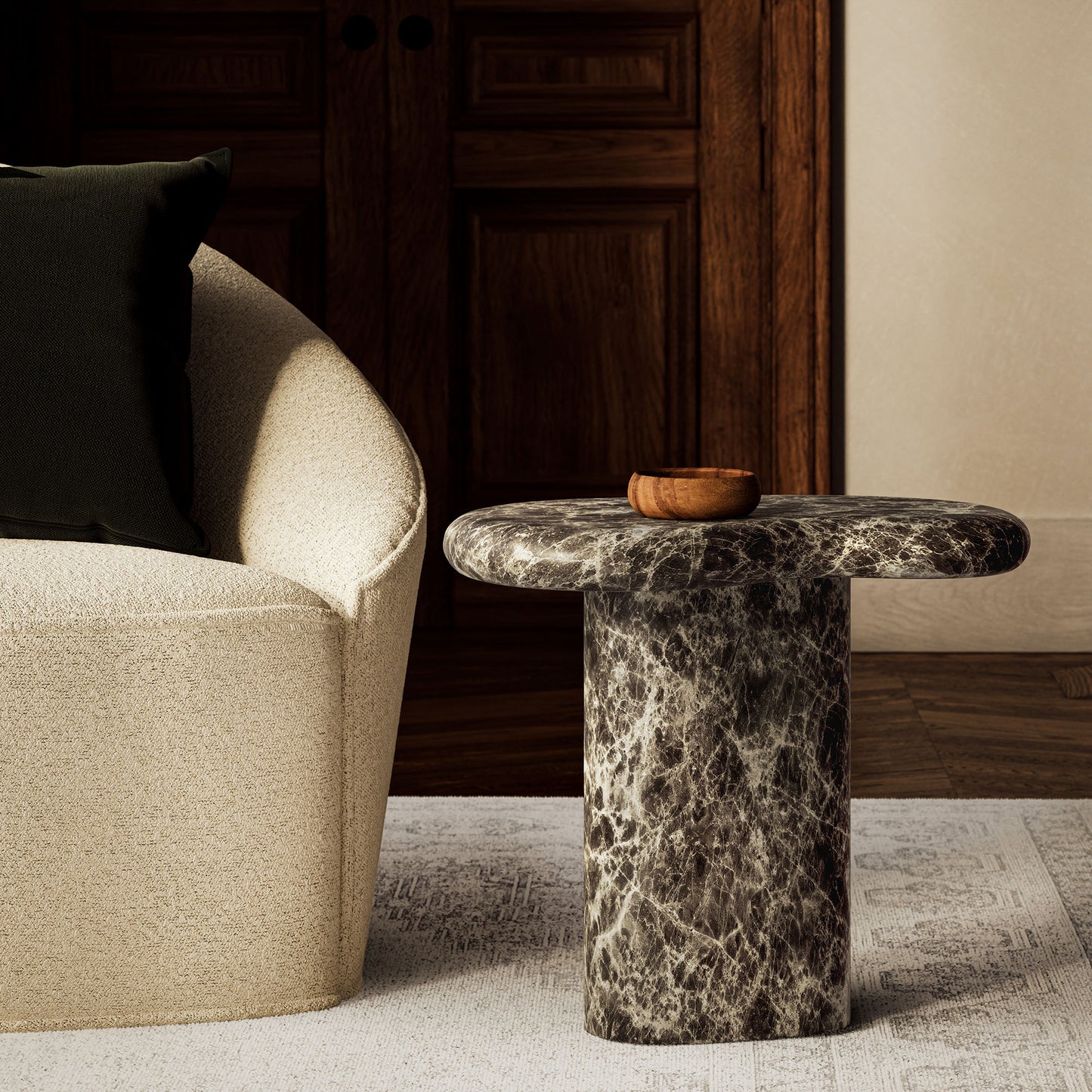 Elowen Outdoor Patio Faux Marble Side Table by Modway