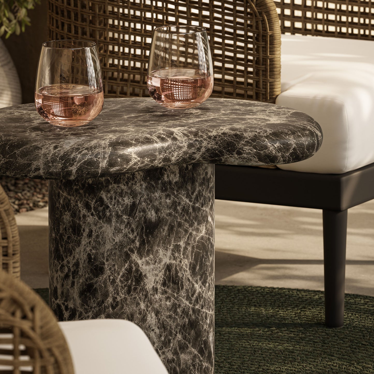 Elowen Outdoor Patio Faux Marble Side Table by Modway