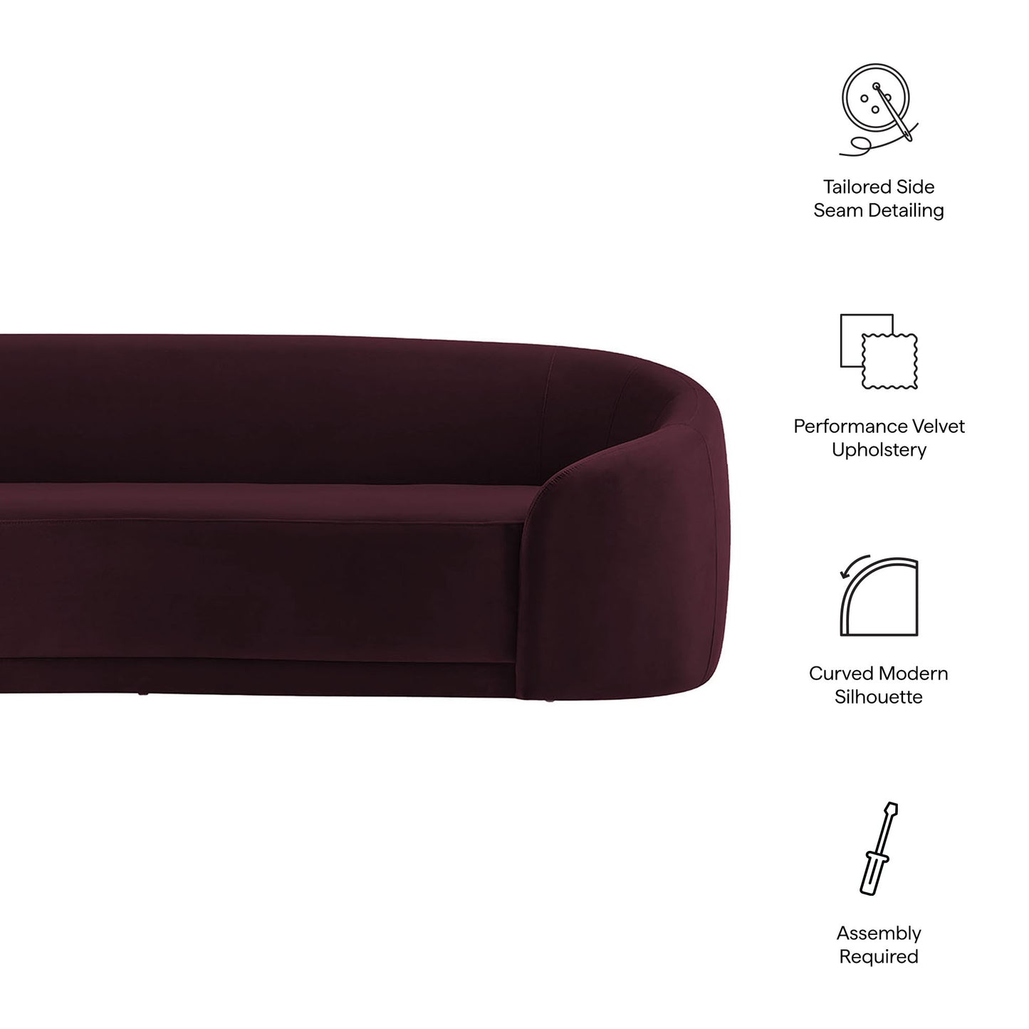 Contessa Curved Performance Velvet Sofa by Modway