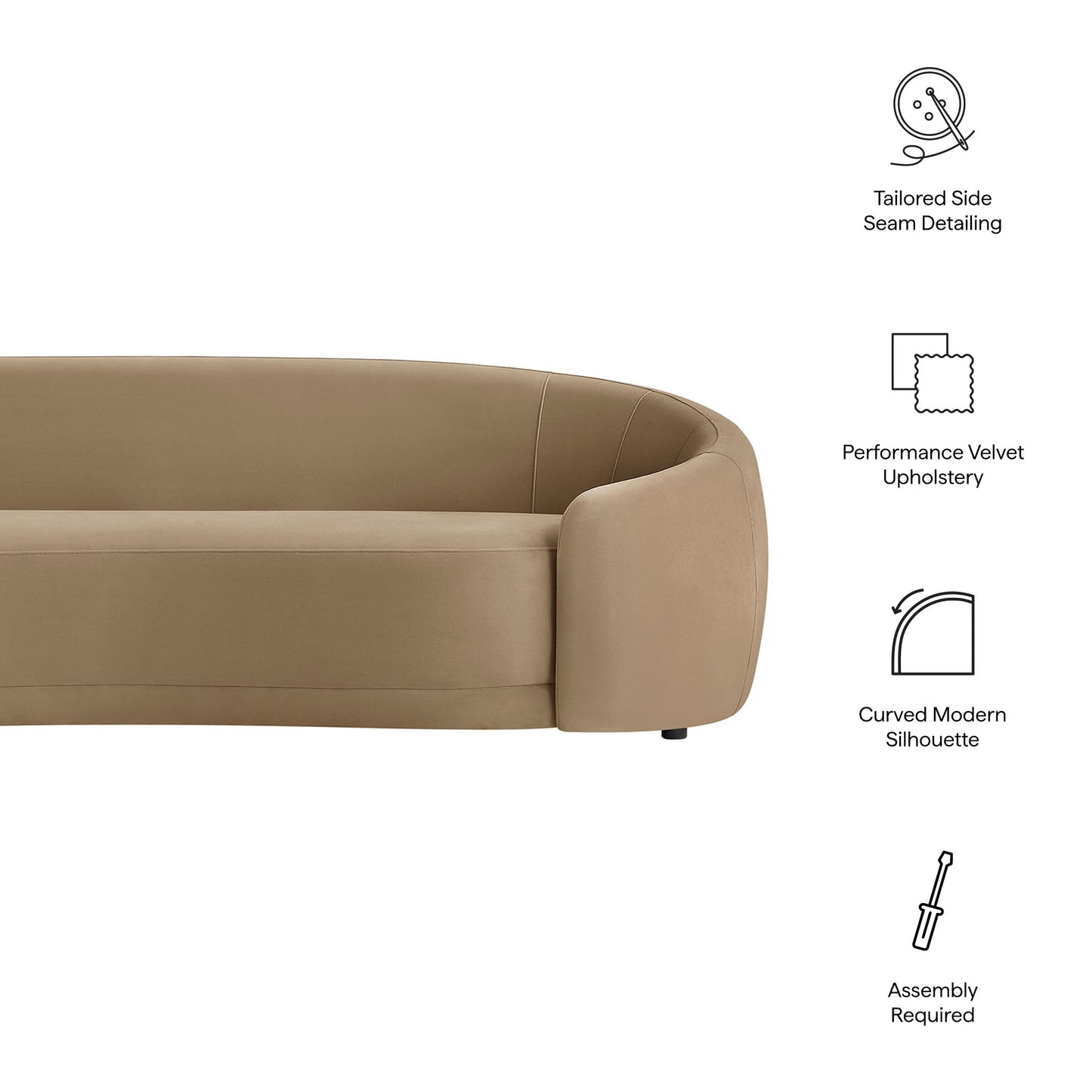 Contessa Curved Performance Velvet Sofa by Modway