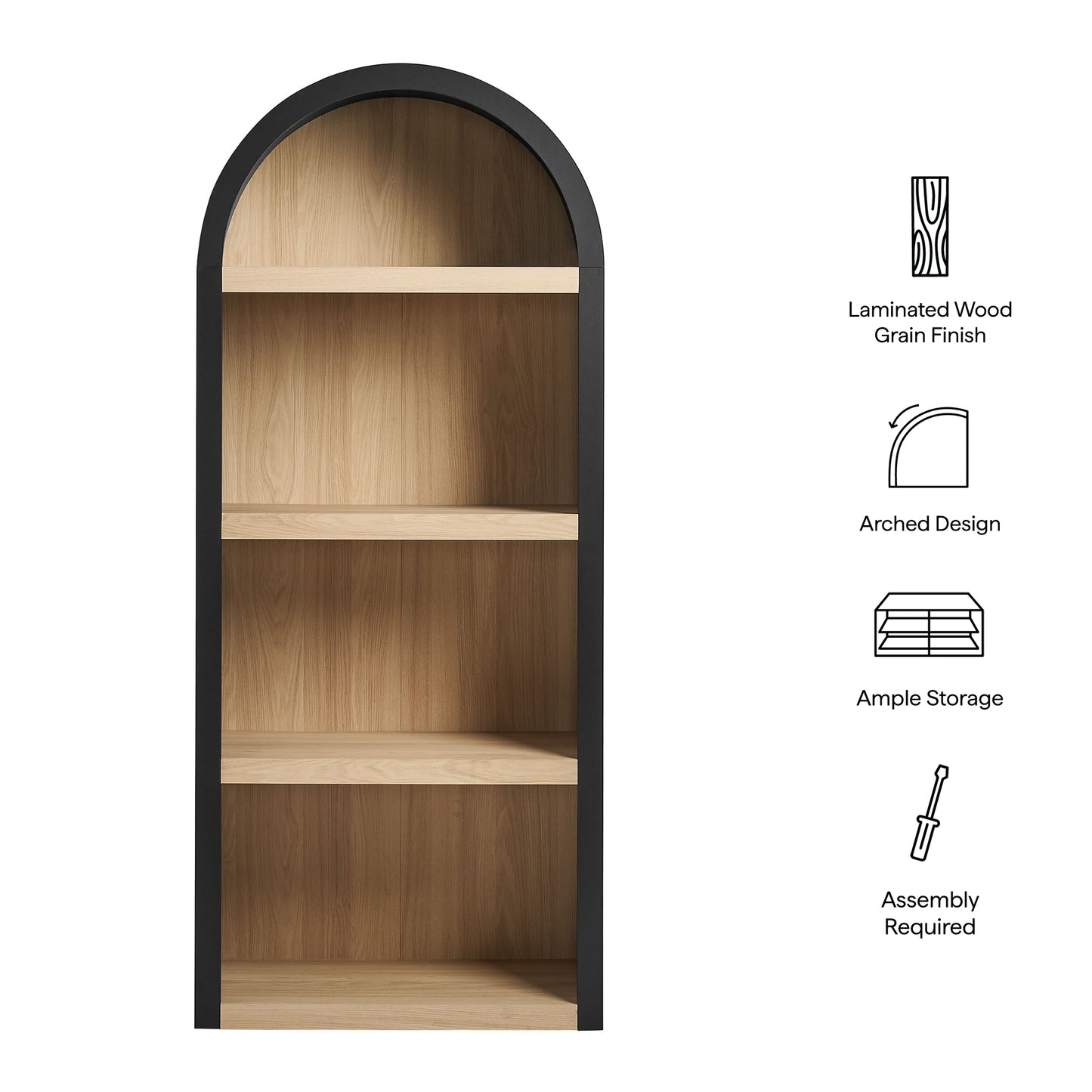 Caleb 4 Arched Display Shelf Bookcase by Modway