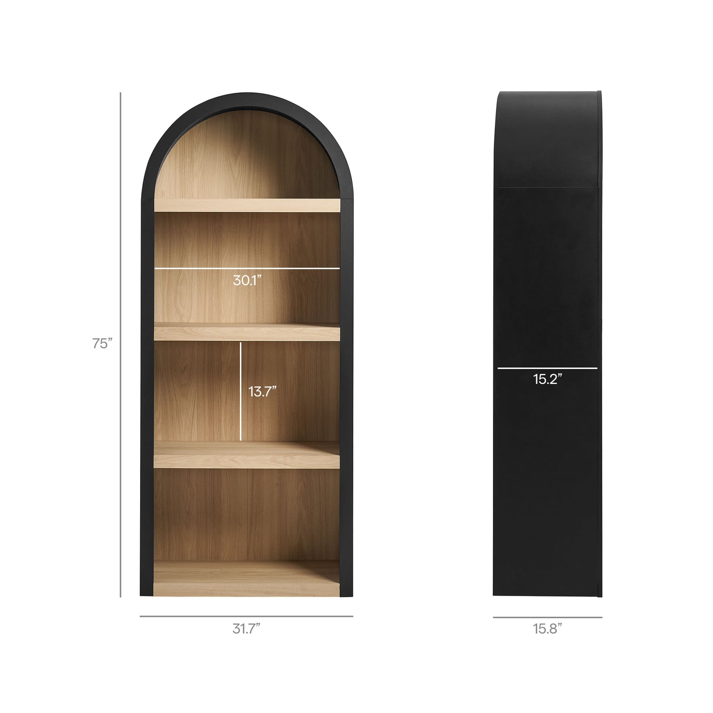 Caleb 4 Arched Display Shelf Bookcase by Modway