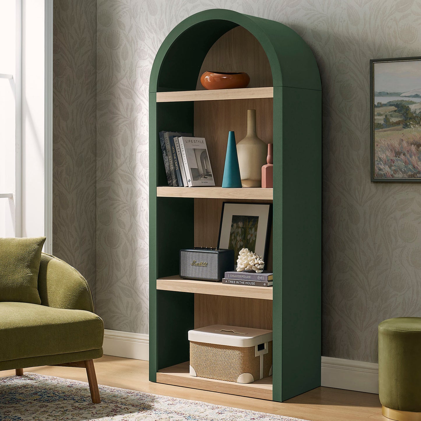 Caleb 4 Arched Display Shelf Bookcase by Modway