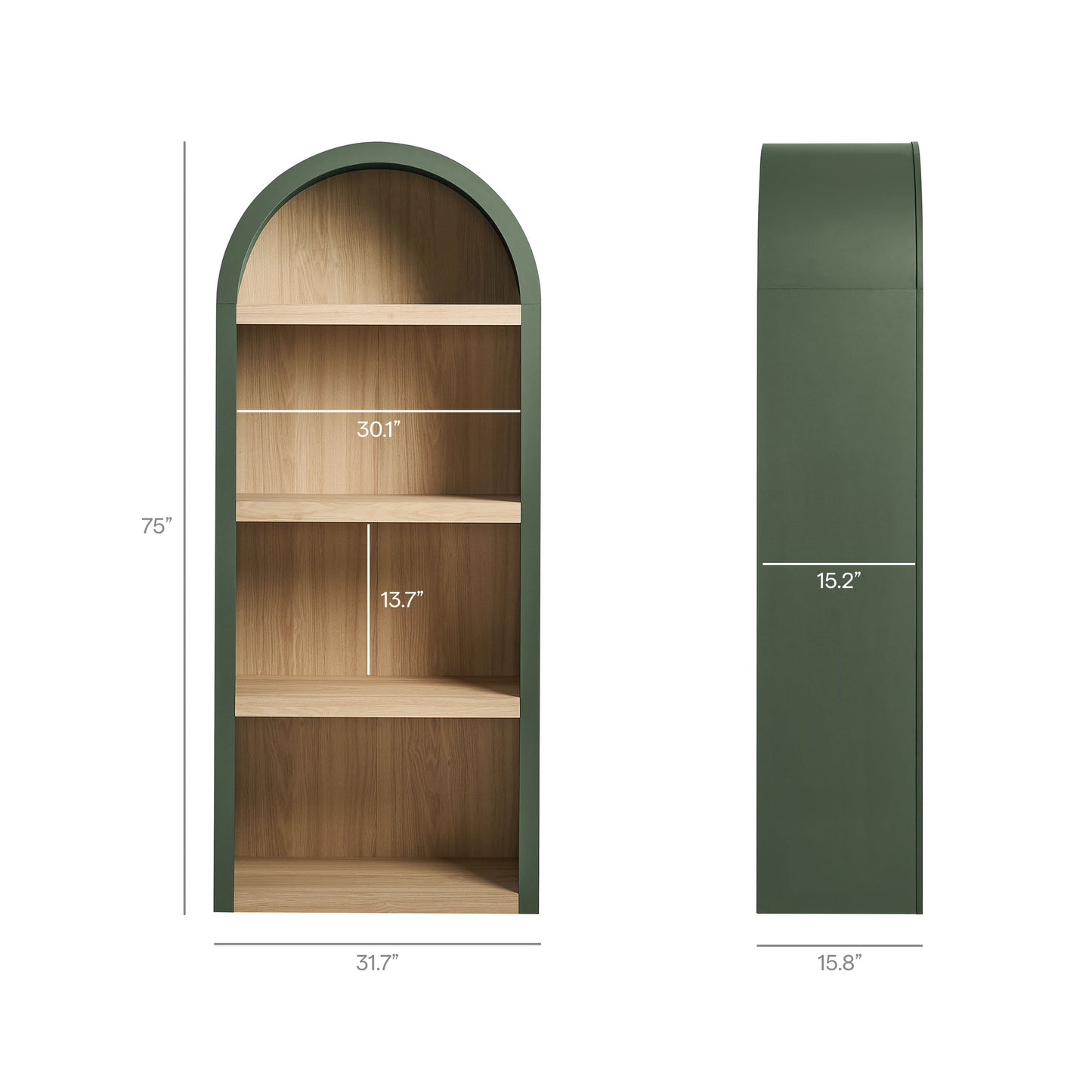 Caleb 4 Arched Display Shelf Bookcase by Modway