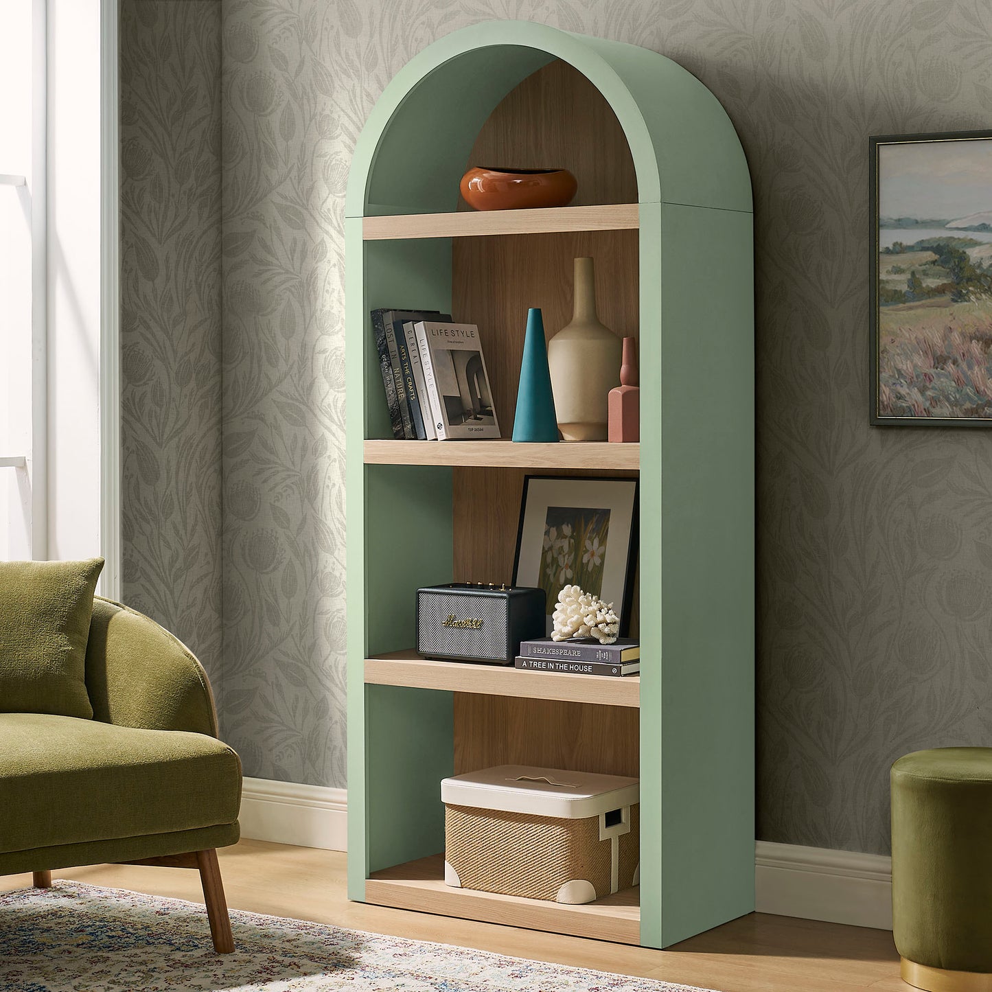 Caleb 4 Arched Display Shelf Bookcase by Modway