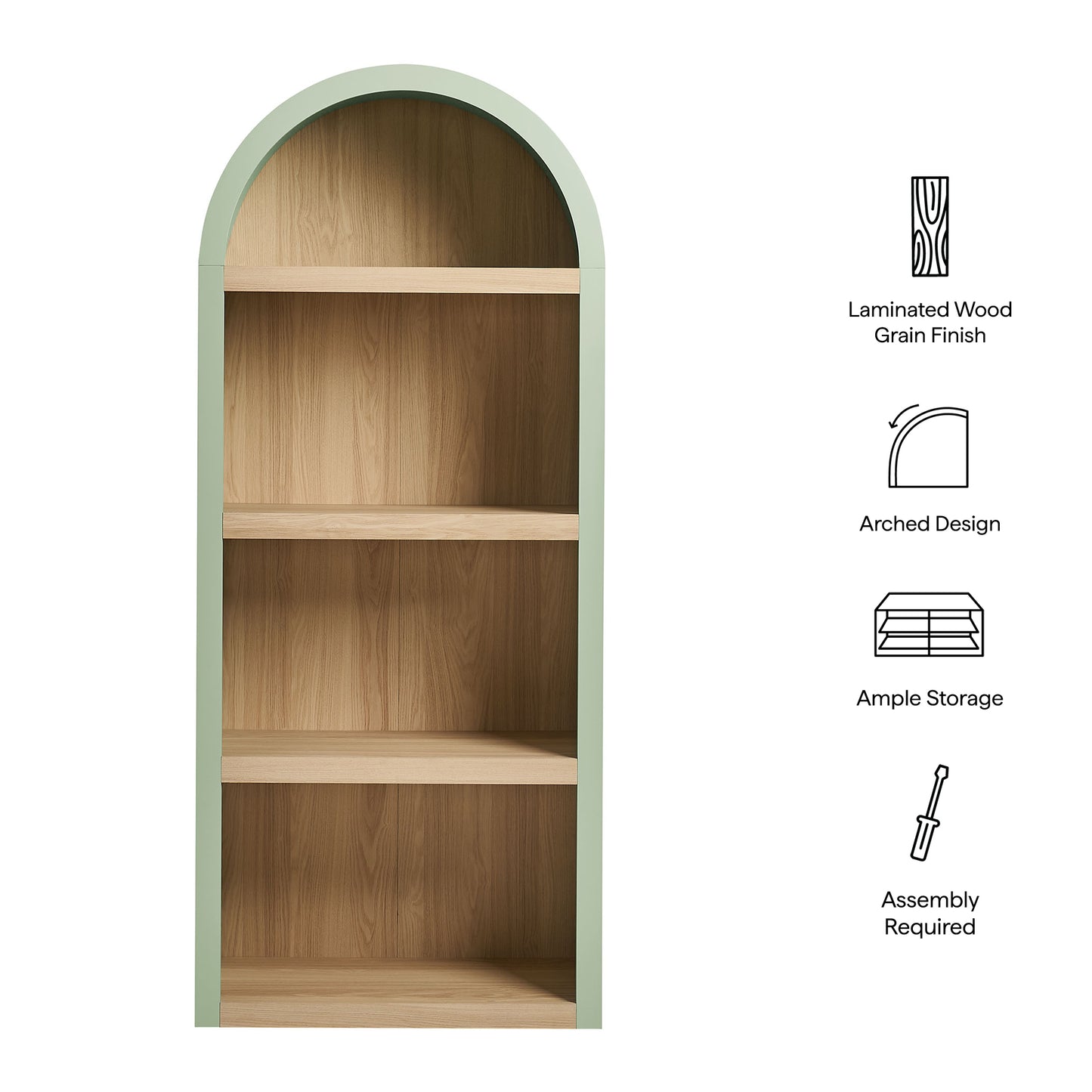Caleb 4 Arched Display Shelf Bookcase by Modway