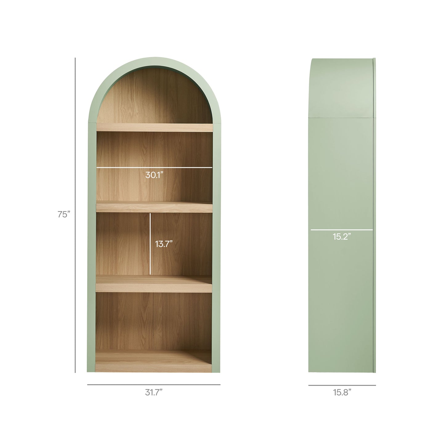 Caleb 4 Arched Display Shelf Bookcase by Modway