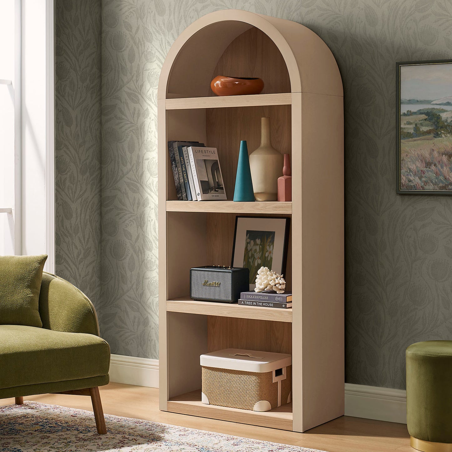 Caleb 4 Arched Display Shelf Bookcase by Modway