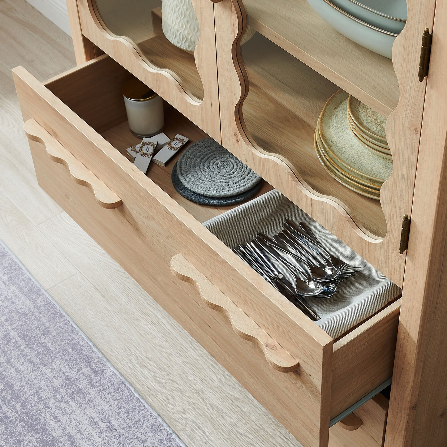Rory 76 Inch Arched Kitchen Pantry Display Cabinet by Modway