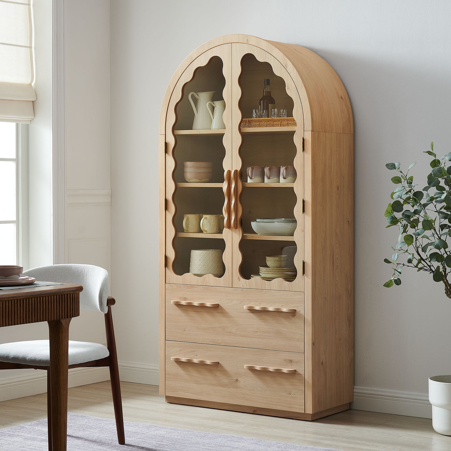 Rory 76 Inch Arched Kitchen Pantry Display Cabinet by Modway