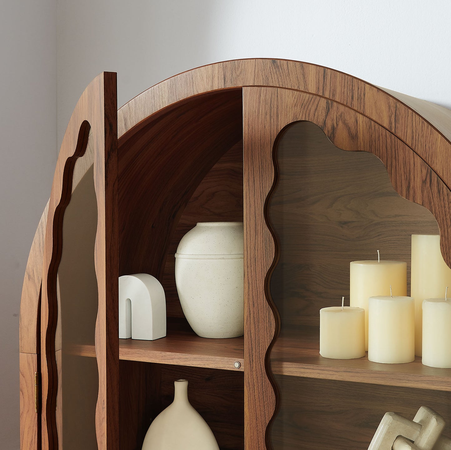 Rory 76 Inch Arched Kitchen Pantry Display Cabinet by Modway