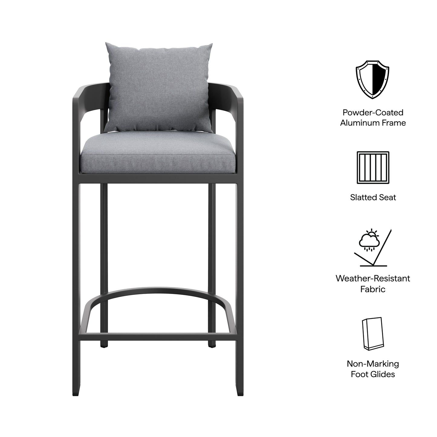 Tahoe Outdoor Patio Patio Aluminum Bar Chair by Modway