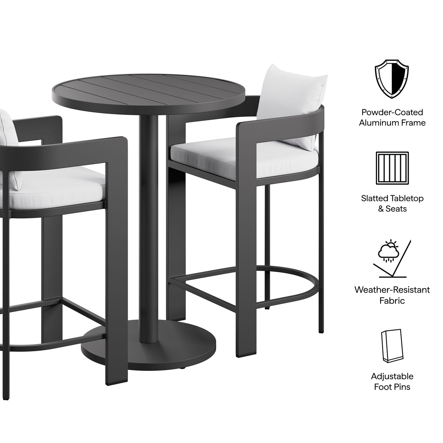 Tahoe 3-Piece Outdoor Patio Aluminum Bar Set by Modway