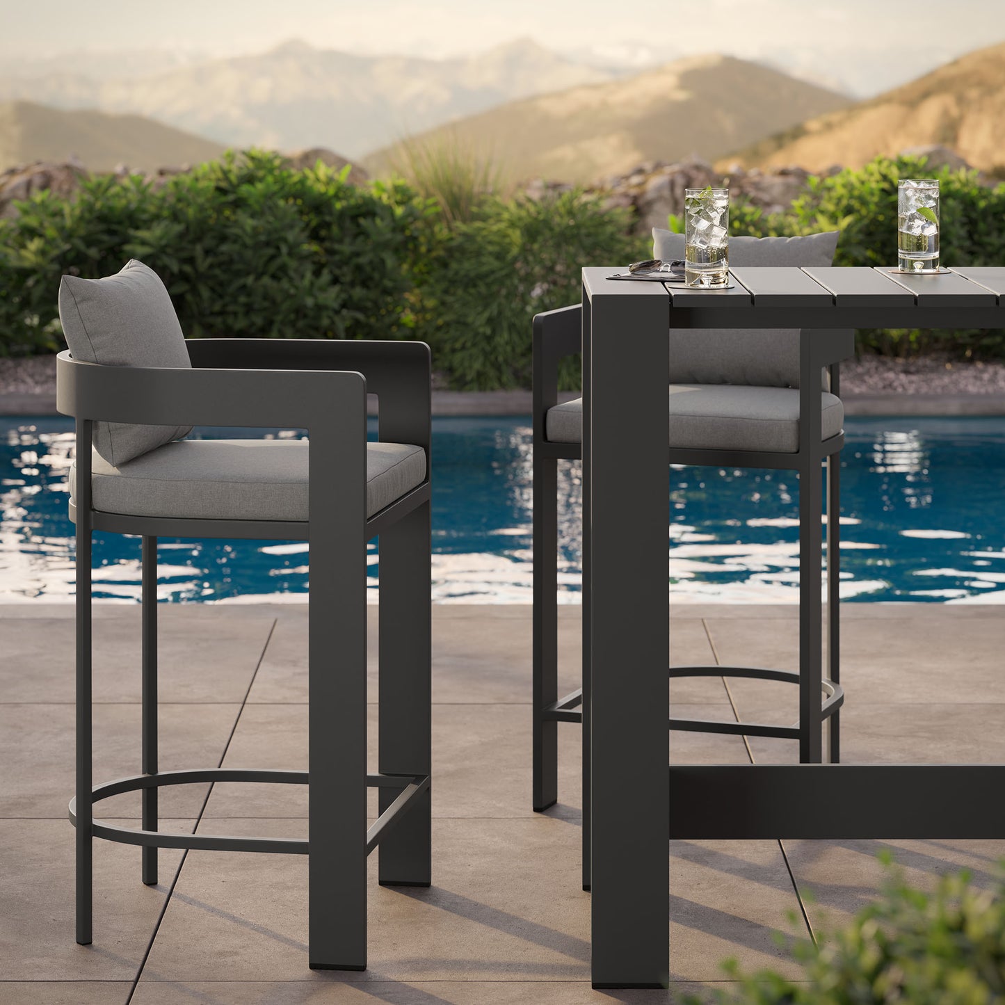 Tahoe 3-Piece Outdoor Patio Aluminum Bar Table Set by Modway