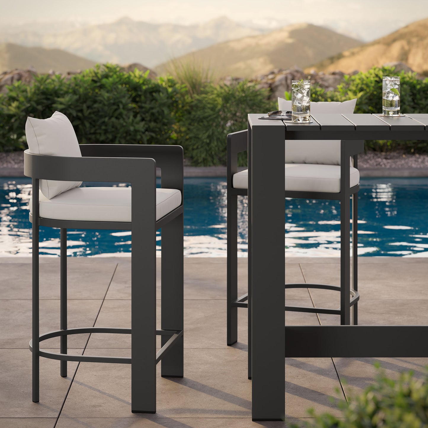 Tahoe 3-Piece Outdoor Patio Aluminum Bar Table Set by Modway