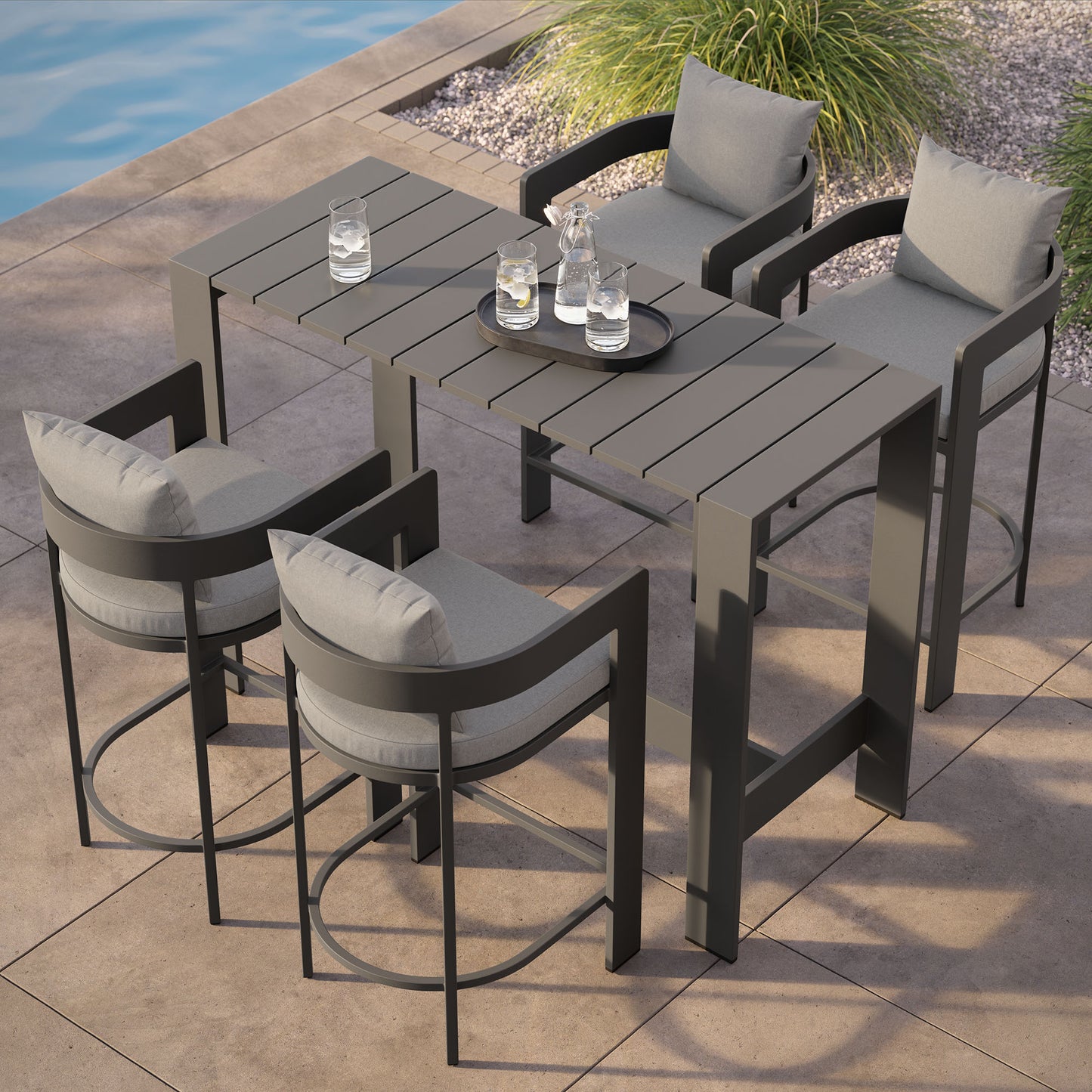 Tahoe 5-Piece Outdoor Patio Bar Table Set by Modway
