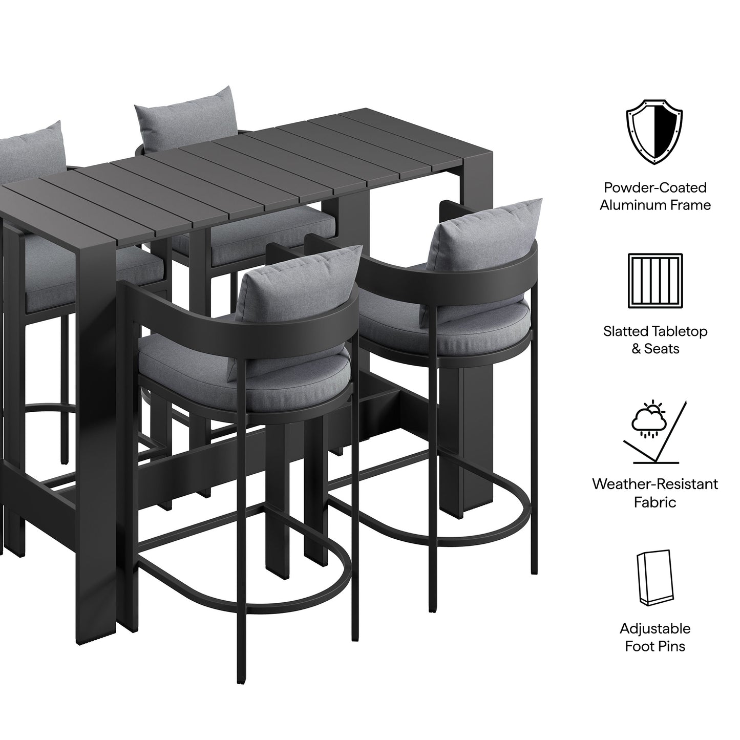 Tahoe 5-Piece Outdoor Patio Bar Table Set by Modway
