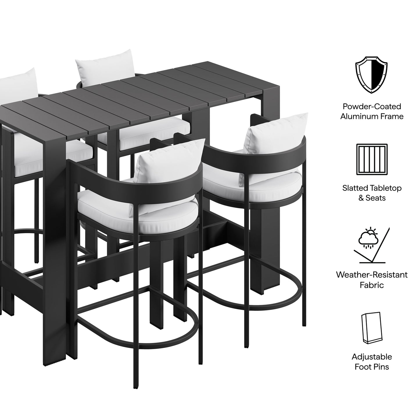 Tahoe 5-Piece Outdoor Patio Bar Table Set by Modway