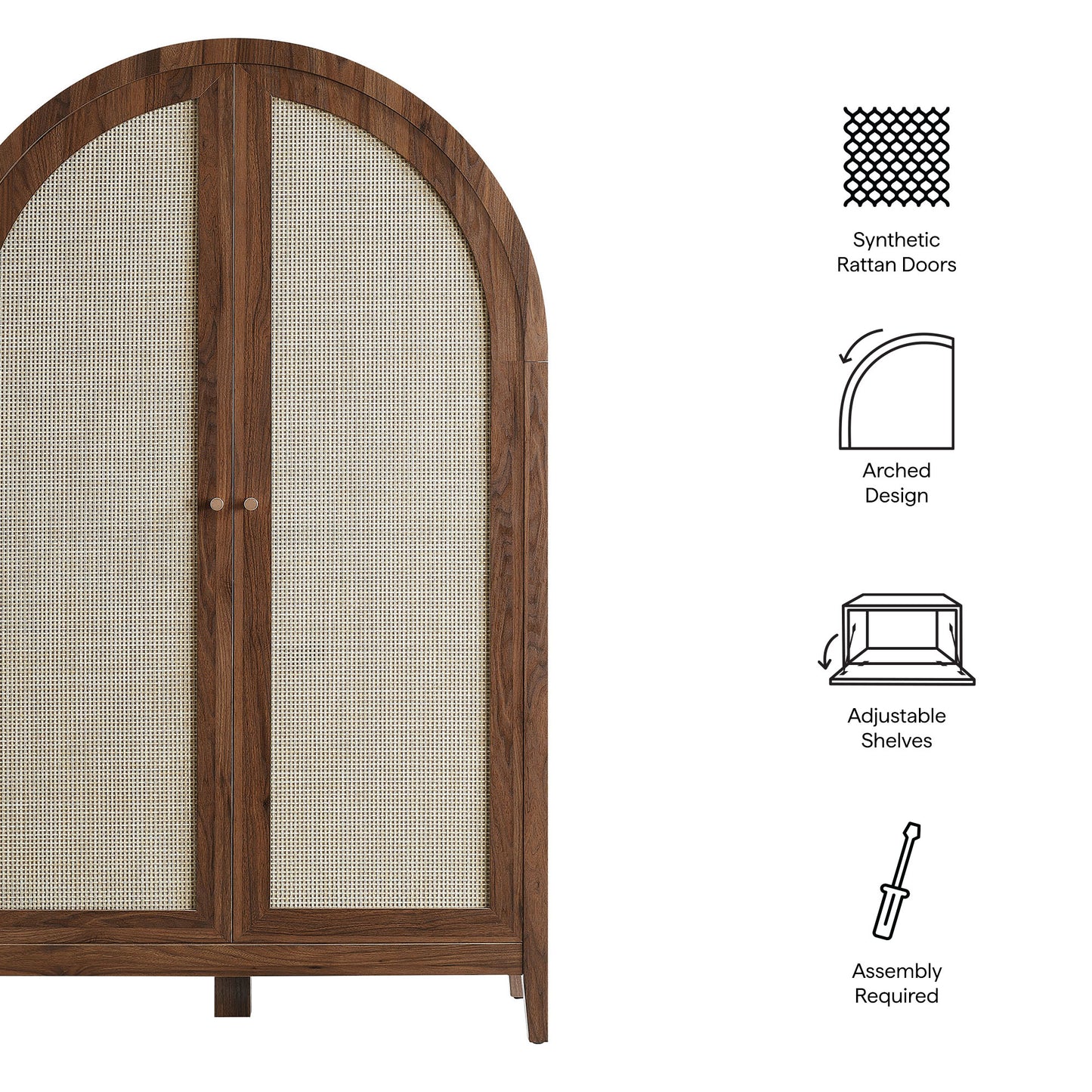 Calista 63 Inch Arched Storage Cabinet With Folding Desk by Modway