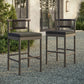 Eleni Outdoor Patio Teak Wood Bar Stools Set of 2 by Modway