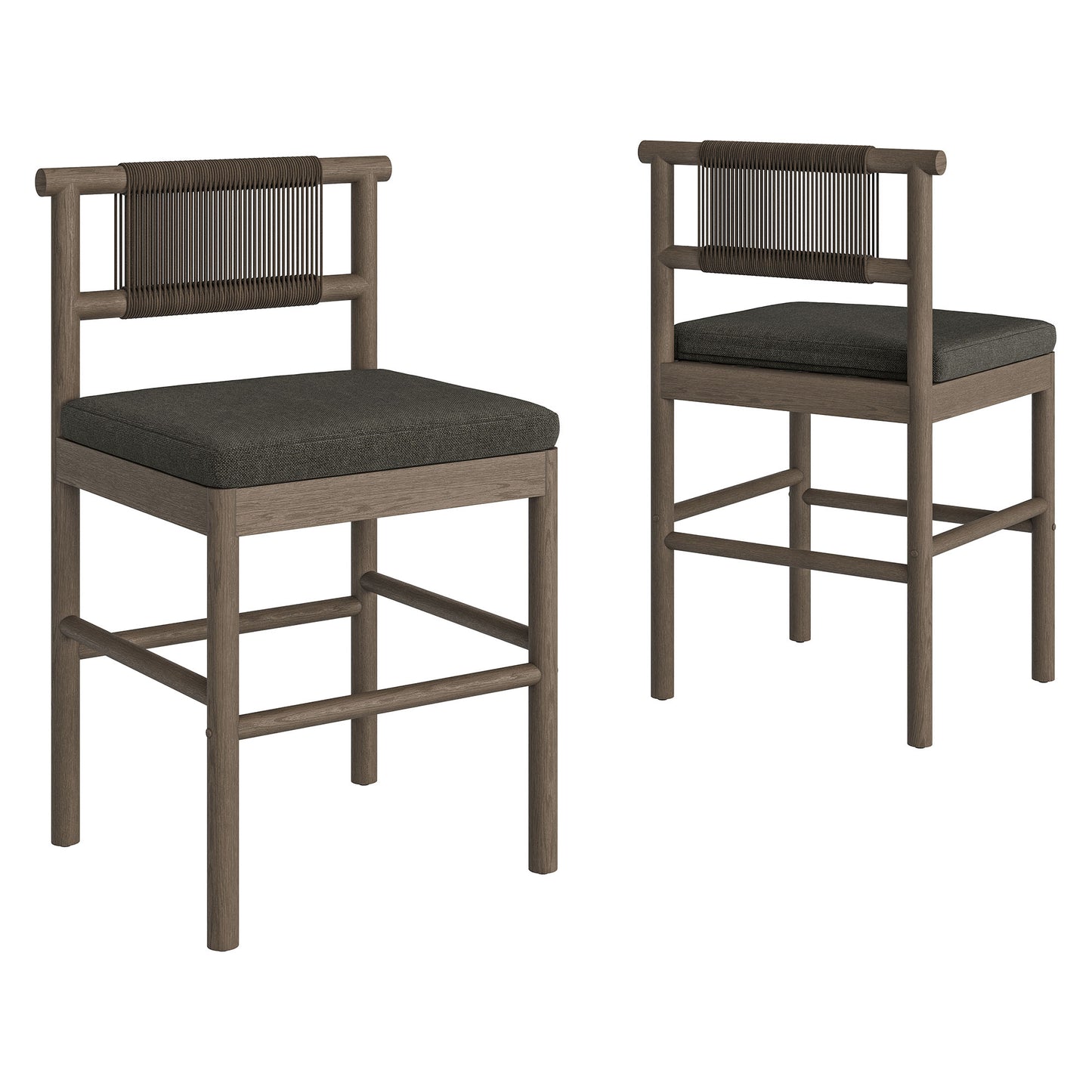Eleni Outdoor Patio Teak Wood Counter Stools Set of 2 by Modway
