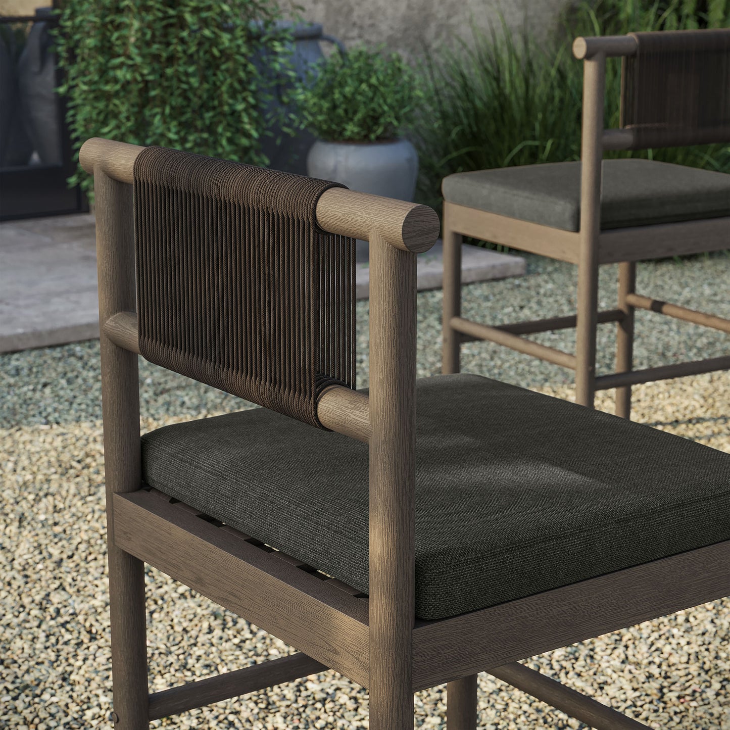 Eleni Outdoor Patio Teak Wood Counter Stools Set of 2 by Modway