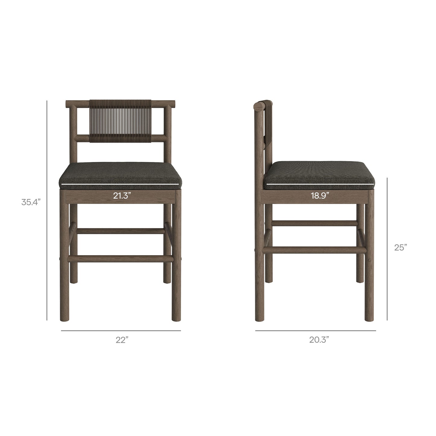 Eleni Outdoor Patio Teak Wood Counter Stools Set of 2 by Modway