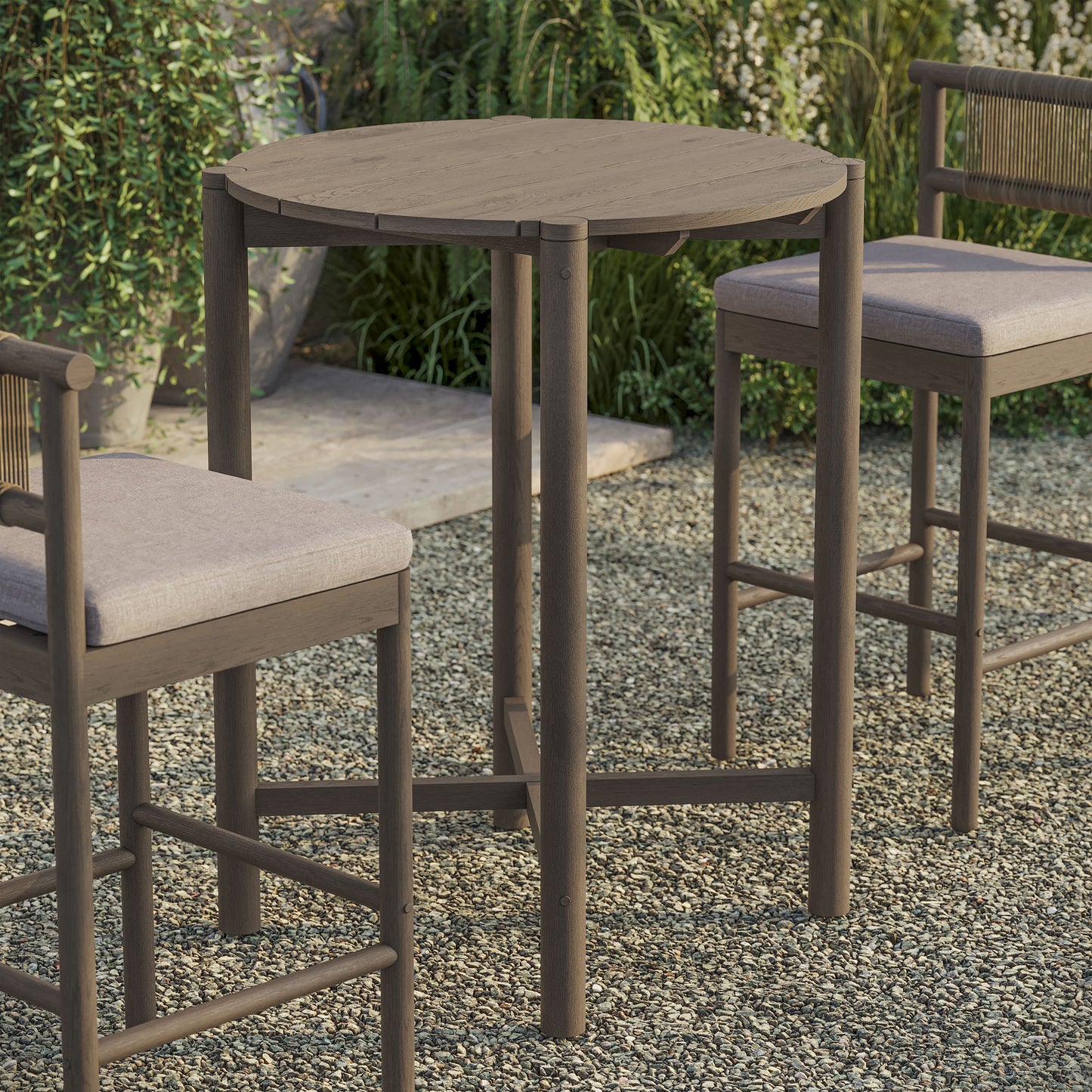 Eleni Round 35 Inch Outdoor Patio Teak Wood Round Bar Table by Modway
