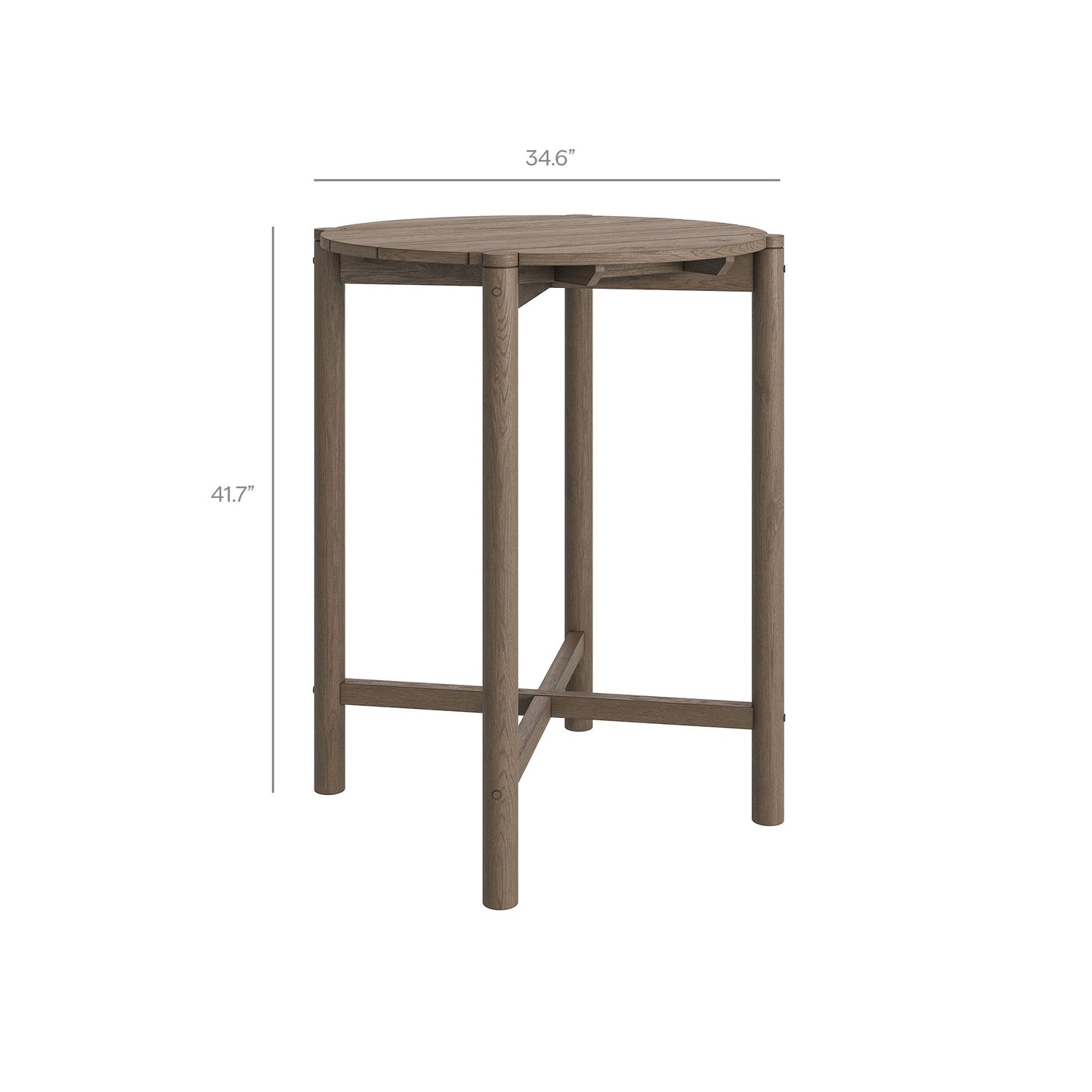 Eleni Round 35 Inch Outdoor Patio Teak Wood Round Bar Table by Modway