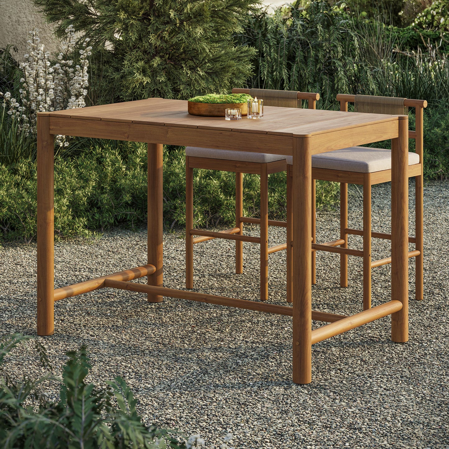Eleni Rectangle 56-Inch Outdoor Patio Teak Wood Rectangular Bar Table by Modway