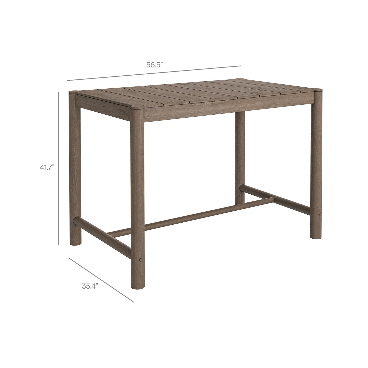 Eleni Rectangle 56-Inch Outdoor Patio Teak Wood Rectangular Bar Table by Modway