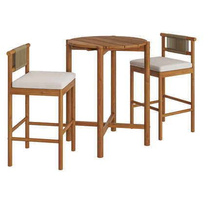 Eleni 3-Piece Outdoor Patio Teak Wood Bar Set by Modway