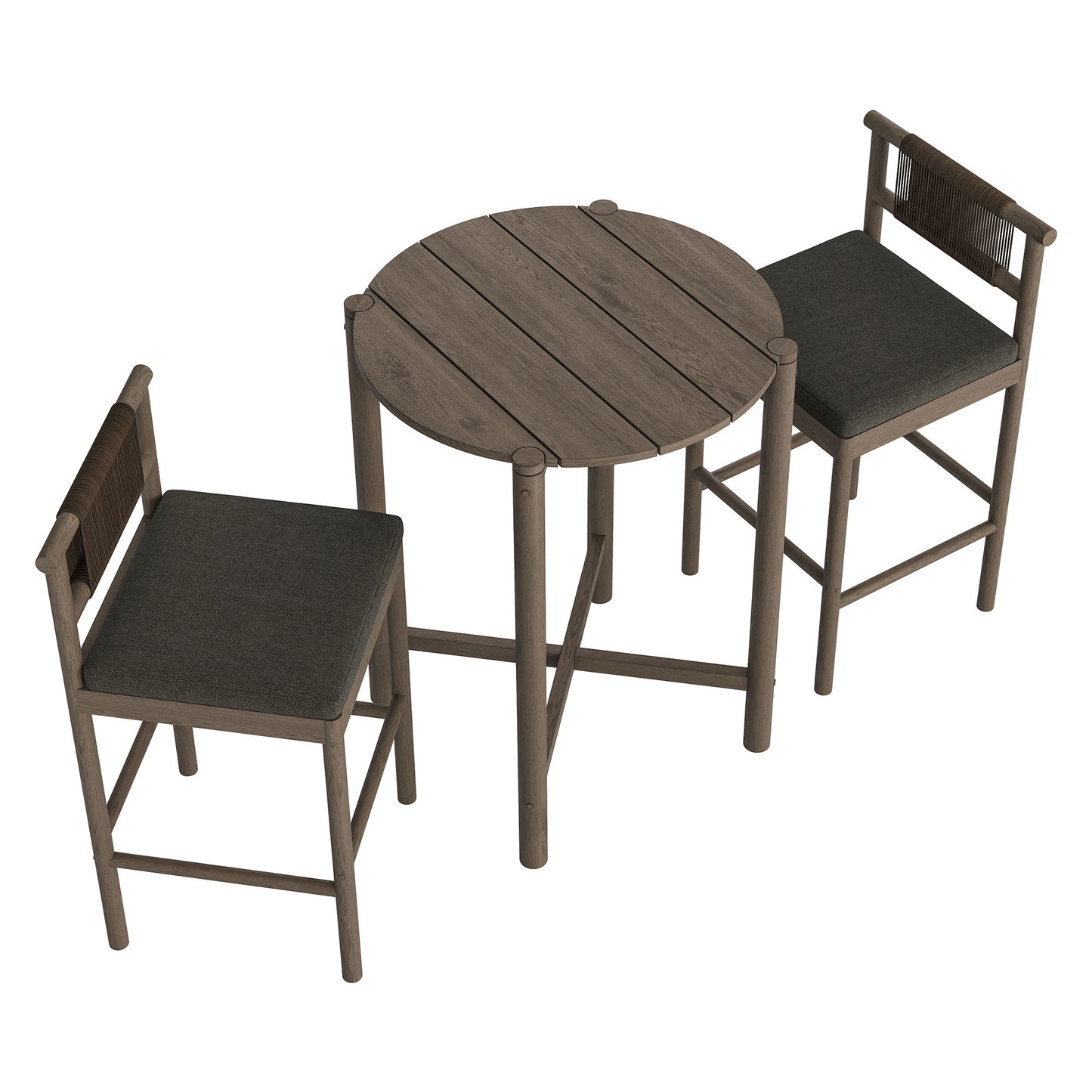 Eleni 3-Piece Outdoor Patio Teak Wood Bar Set by Modway