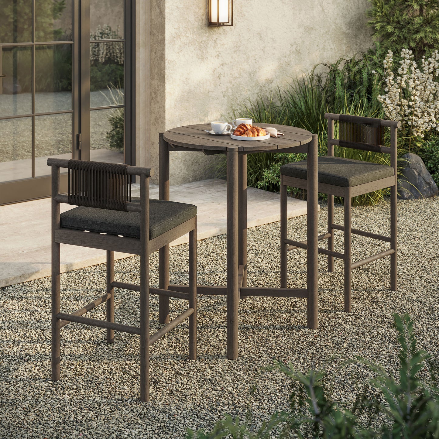 Eleni 3-Piece Outdoor Patio Teak Wood Bar Set by Modway