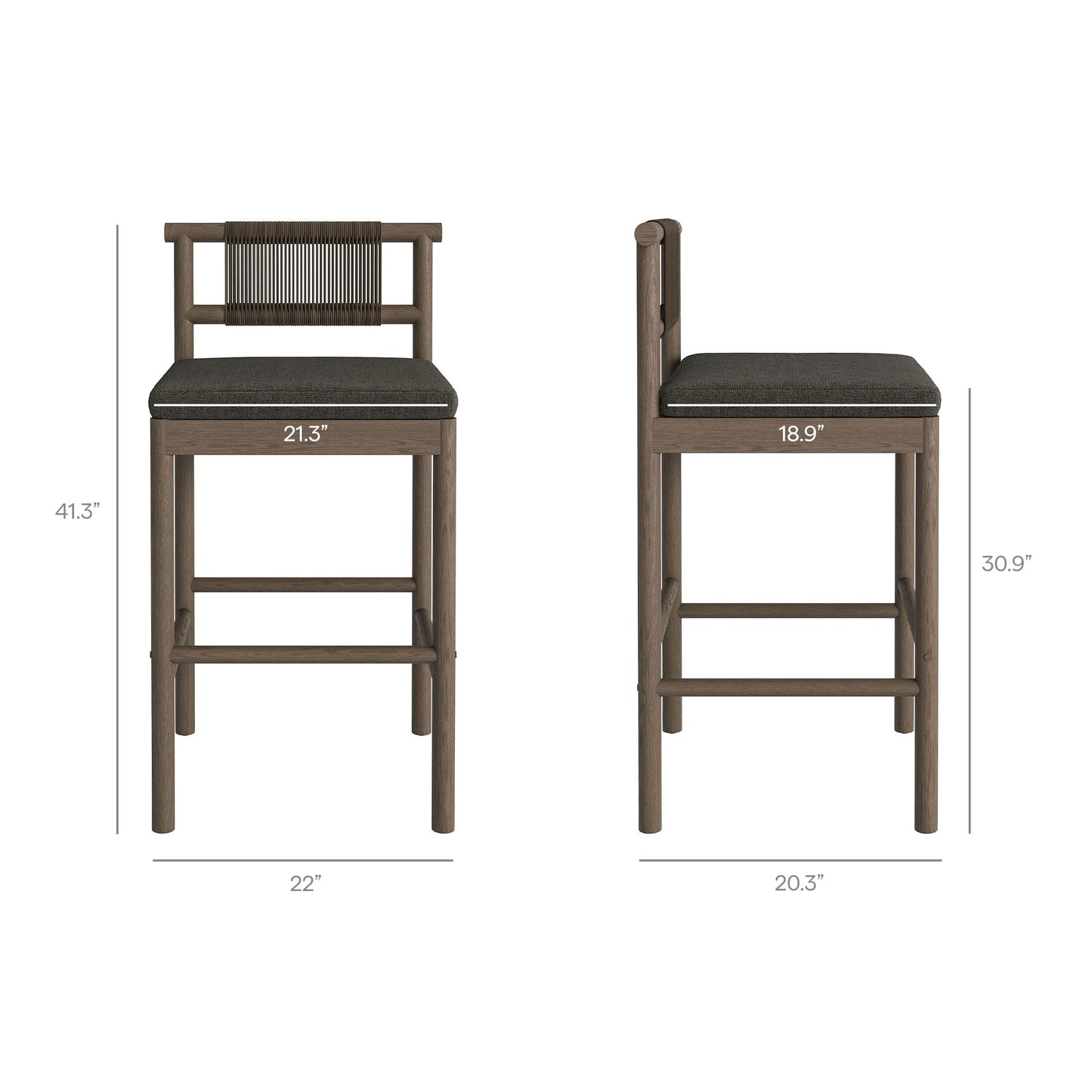 Eleni 3-Piece Outdoor Patio Teak Wood Bar Set by Modway