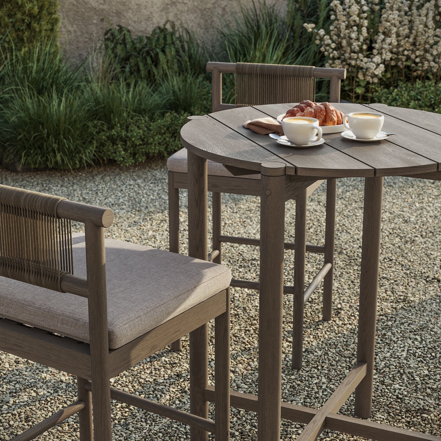 Eleni 3-Piece Outdoor Patio Teak Wood Bar Set by Modway