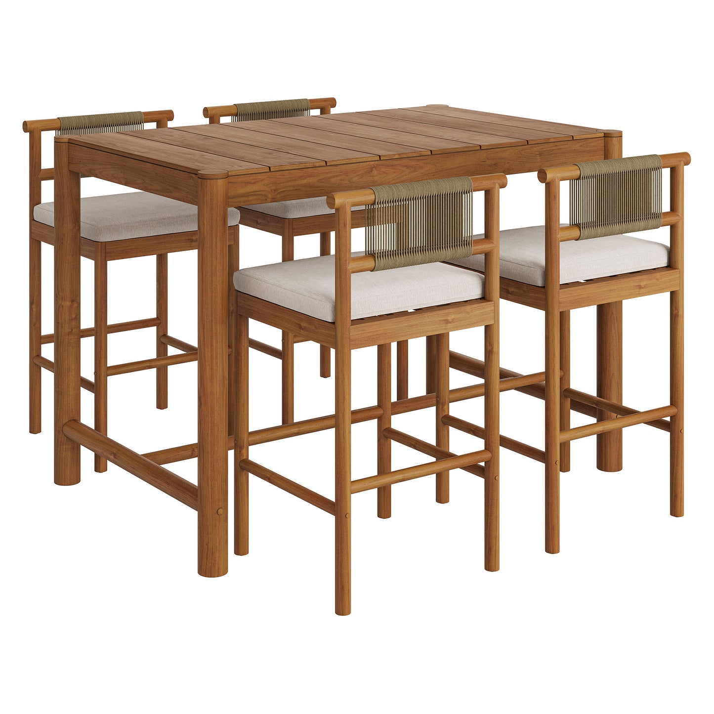 Eleni 5-Piece Outdoor Patio Teak Wood Bar Set by Modway