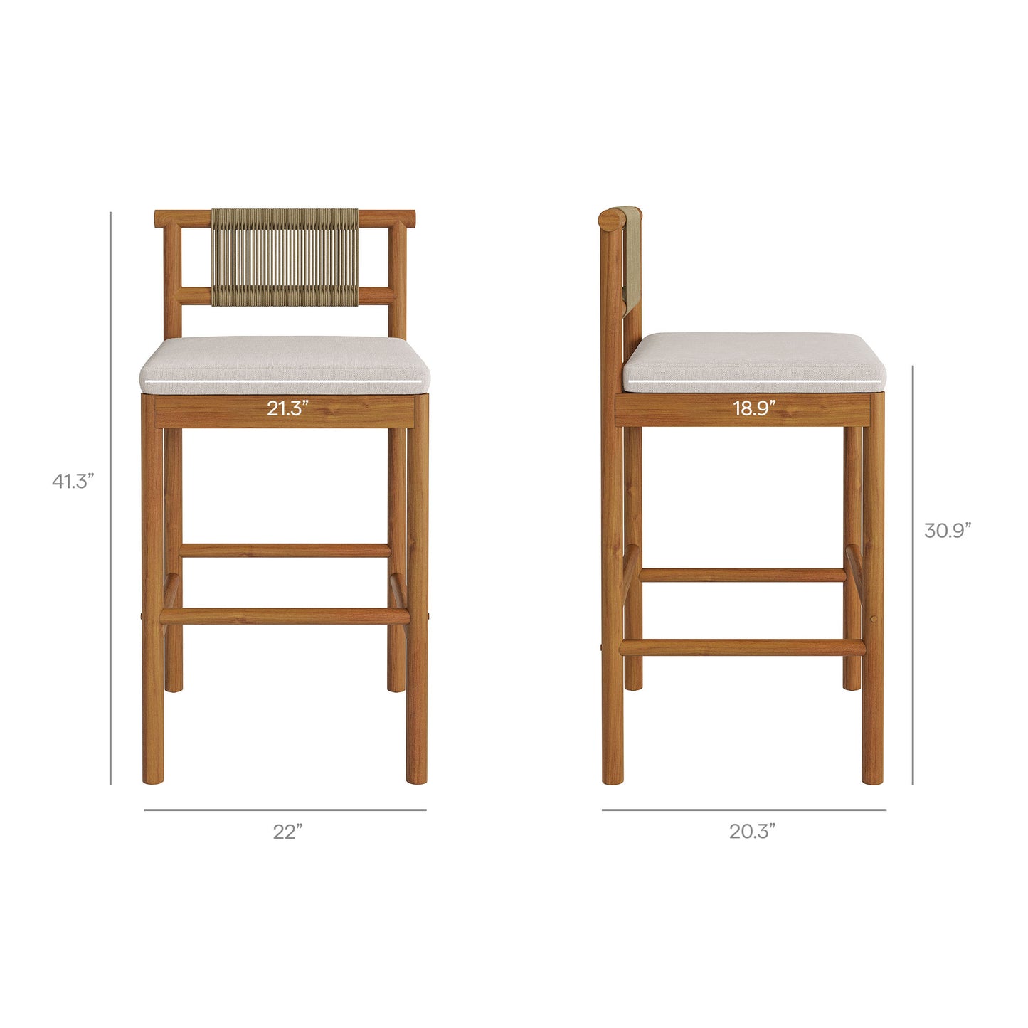 Eleni 5-Piece Outdoor Patio Teak Wood Bar Set by Modway