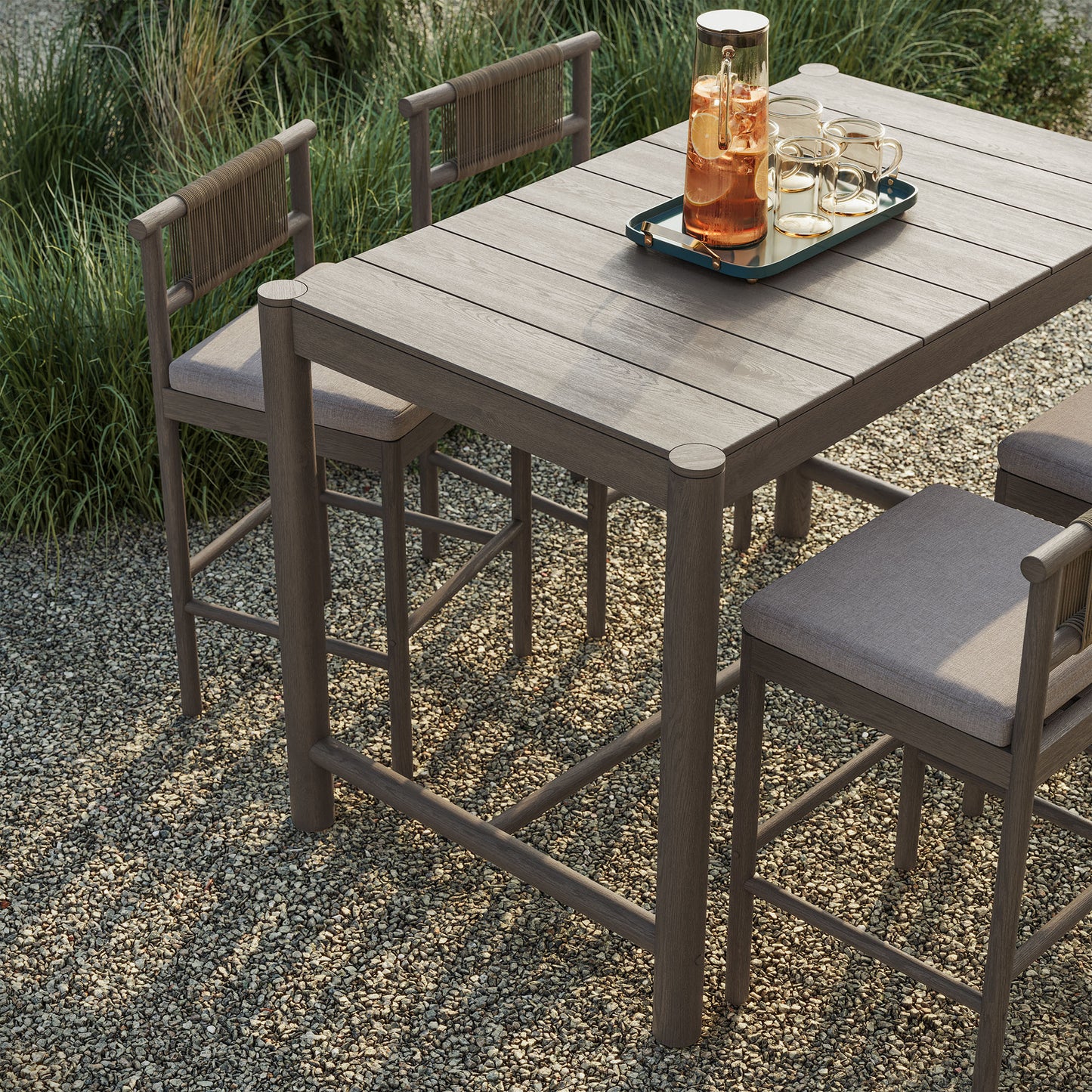 Eleni 5-Piece Outdoor Patio Teak Wood Bar Set by Modway