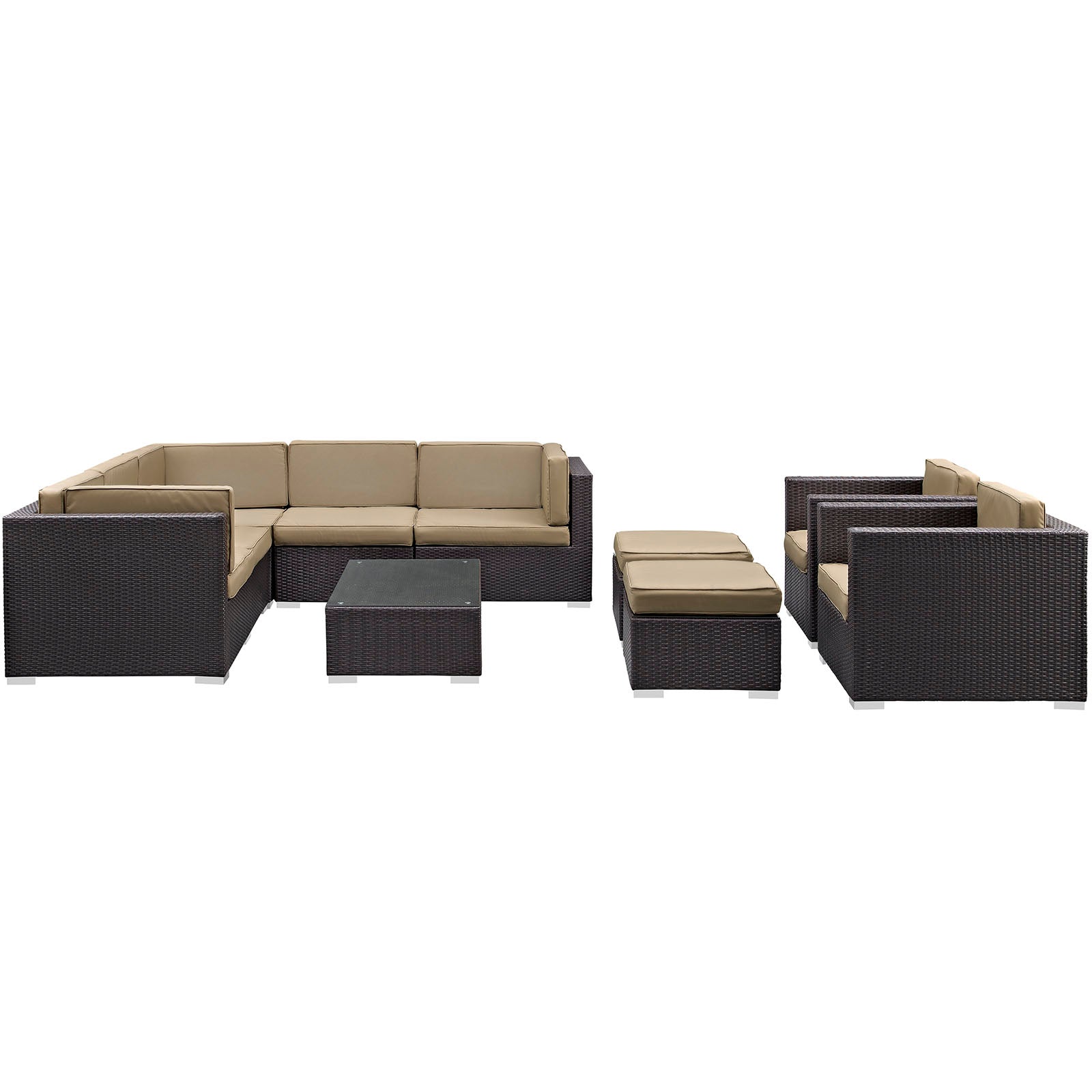 Avia 10 Piece Outdoor Patio Sectional Set By Modway - EEI-826 | Outdoor Sofas, Loveseats & Sectionals | Modishstore - 16