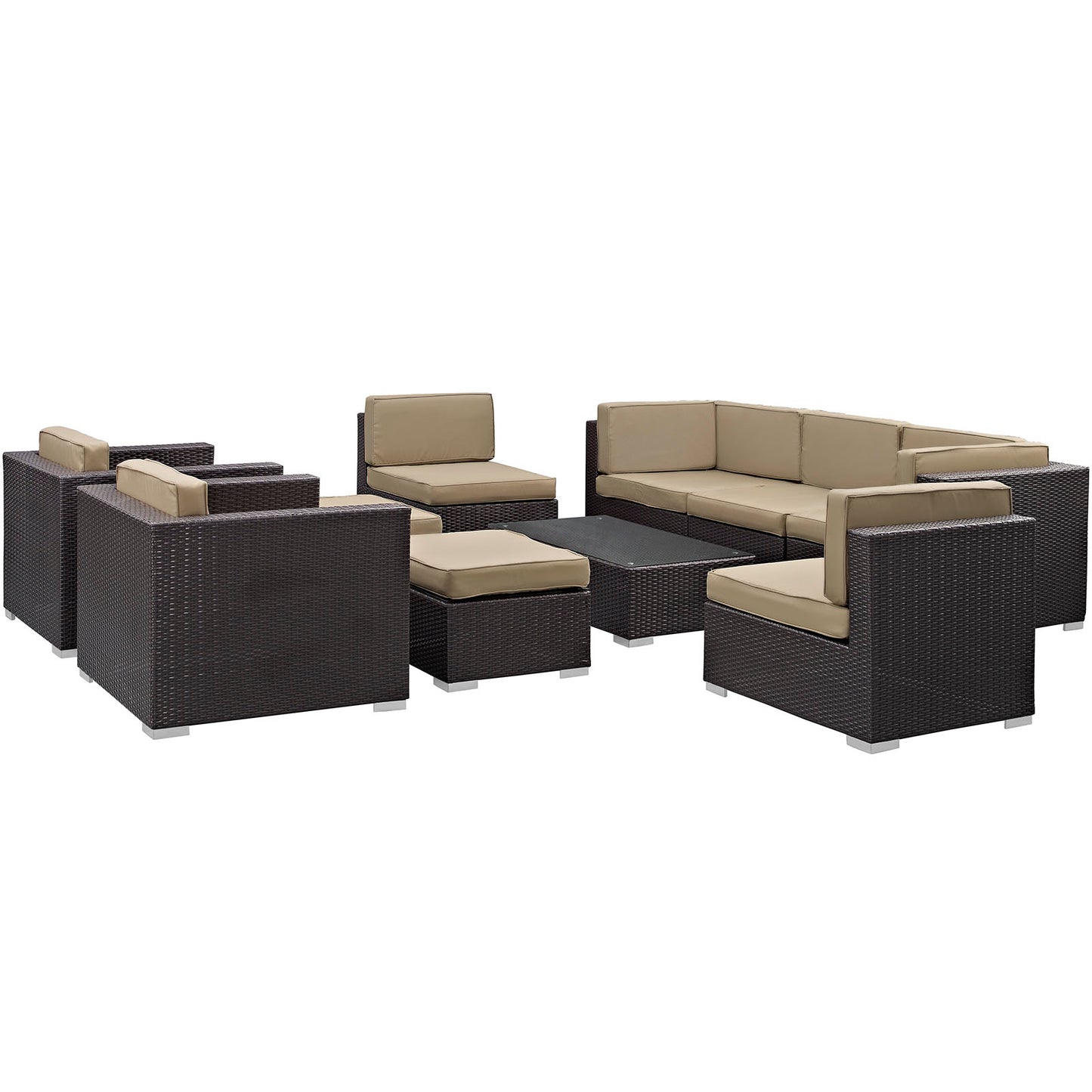 Avia 10 Piece Outdoor Patio Sectional Set By Modway - EEI-826 | Outdoor Sofas, Loveseats & Sectionals | Modishstore - 14