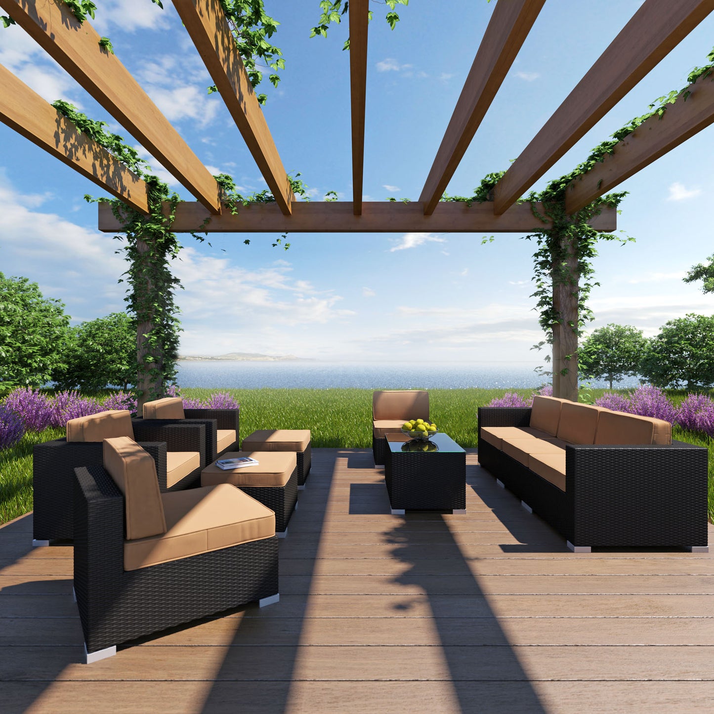 Avia 10 Piece Outdoor Patio Sectional Set By Modway - EEI-826 | Outdoor Sofas, Loveseats & Sectionals | Modishstore - 13