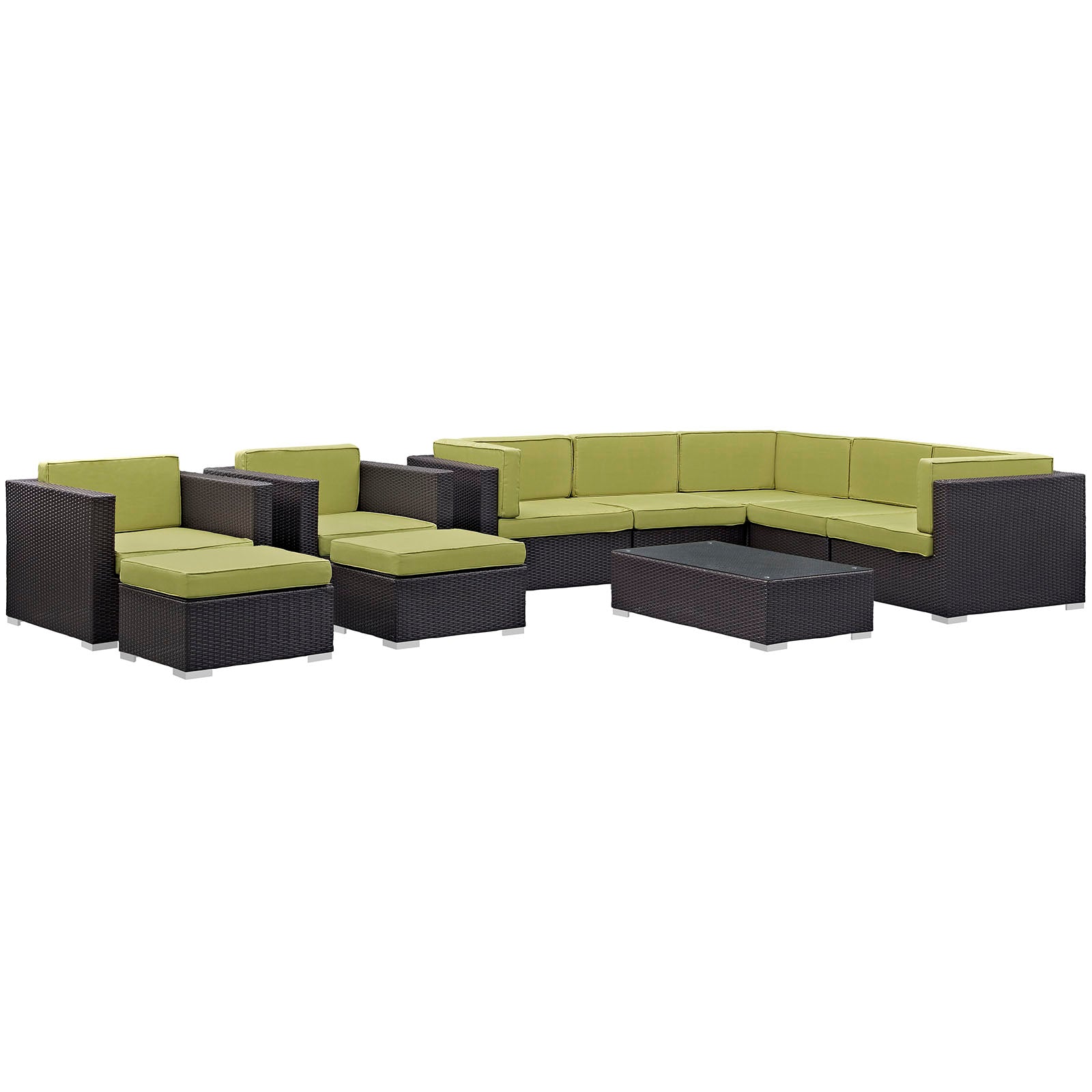 Avia 10 Piece Outdoor Patio Sectional Set By Modway - EEI-826 | Outdoor Sofas, Loveseats & Sectionals | Modishstore - 11