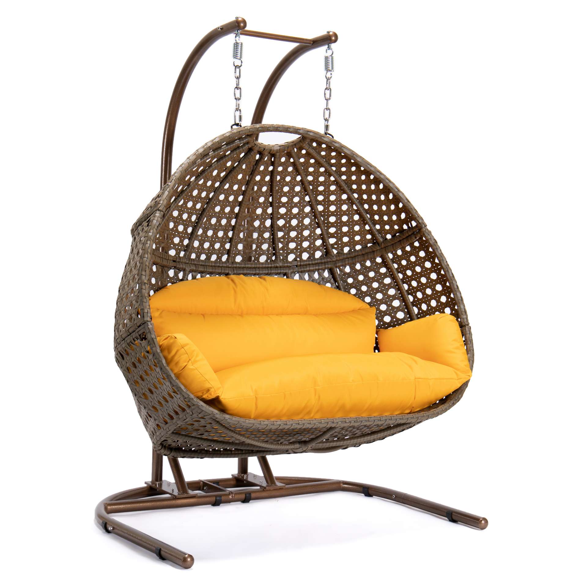 LeisureMod Wicker Hanging Double Egg Swing Chair  - EKDBG-57A | Outdoor Porch Swings | Modishstore - 4
