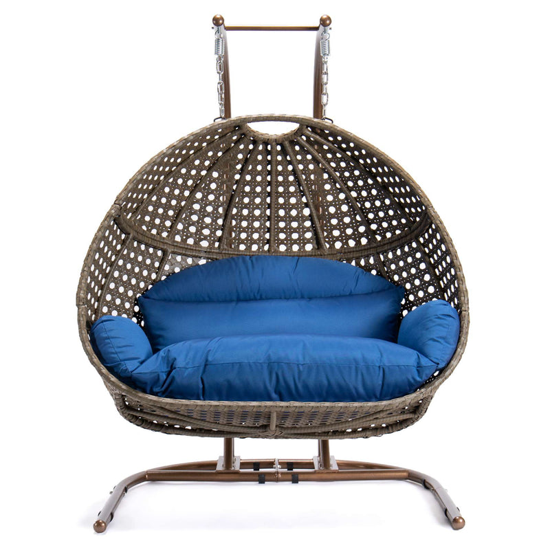 LeisureMod Wicker Hanging Double Egg Swing Chair  - EKDBG-57A | Outdoor Porch Swings | Modishstore - 29