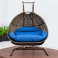 LeisureMod Wicker Hanging Double Egg Swing Chair  - EKDBG-57A | Outdoor Porch Swings | Modishstore - 28
