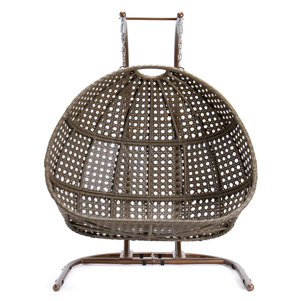 LeisureMod Wicker Hanging Double Egg Swing Chair  - EKDBG-57A | Outdoor Porch Swings | Modishstore - 34