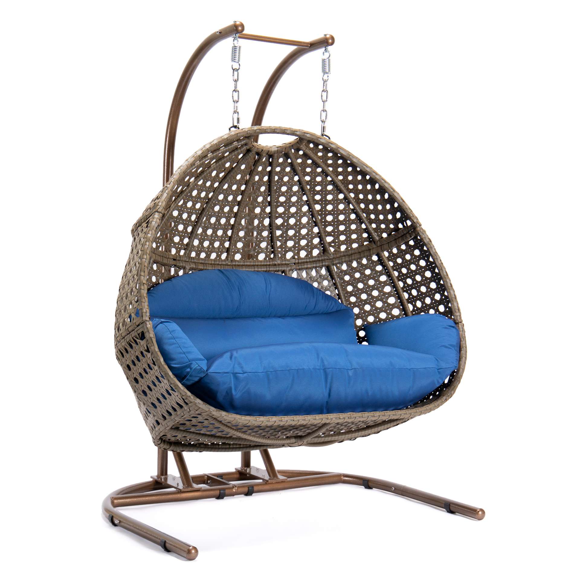 LeisureMod Wicker Hanging Double Egg Swing Chair  - EKDBG-57A | Outdoor Porch Swings | Modishstore - 31