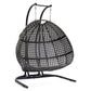 LeisureMod Wicker Hanging Double Egg Swing Chair  - EKDCH-57BR | Outdoor Porch Swings | Modishstore - 15